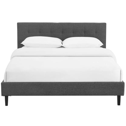 bed frames | CasaFoyer Linnea Platform Bed | Elegant Upholstered Full Bed Frame | Tufted Headboard | Solid Wood Legs | Slatted Support System | Gray | casafoyer.myshopify.com