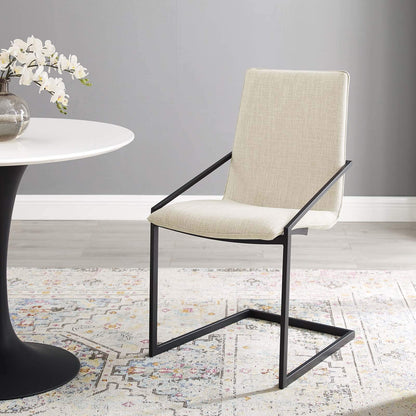 home office desk chairs | CasaFoyer Pitch Performance Fabric Upholstered Dining Armchair | Modern Design | Sturdy Frame | Comfortable Seat | Set of 1 | Black Beige | casafoyer.myshopify.com