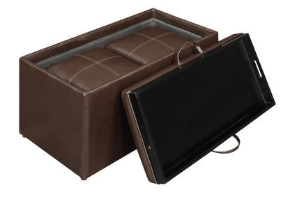 Ottoman | Designs4Comfort Sheridan Storage Bench | Reversible Tray | 2 Side Ottomans | Ample Storage & Seating | Hardwood Serving Trays | Convenient Cut-Out Handles | casafoyer.myshopify.com