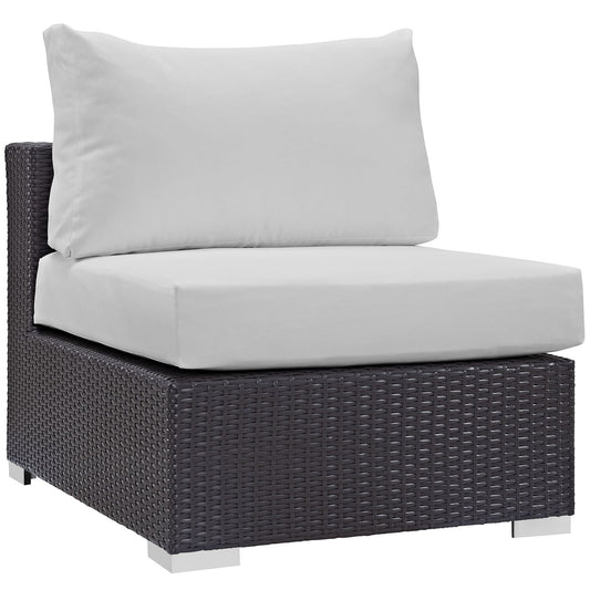 Patio Furniture Sets | Convene Outdoor Sectional Armless Patio Chair | Durable Rattan Weave | All-Weather Cushions | Versatile Design | casafoyer.myshopify.com