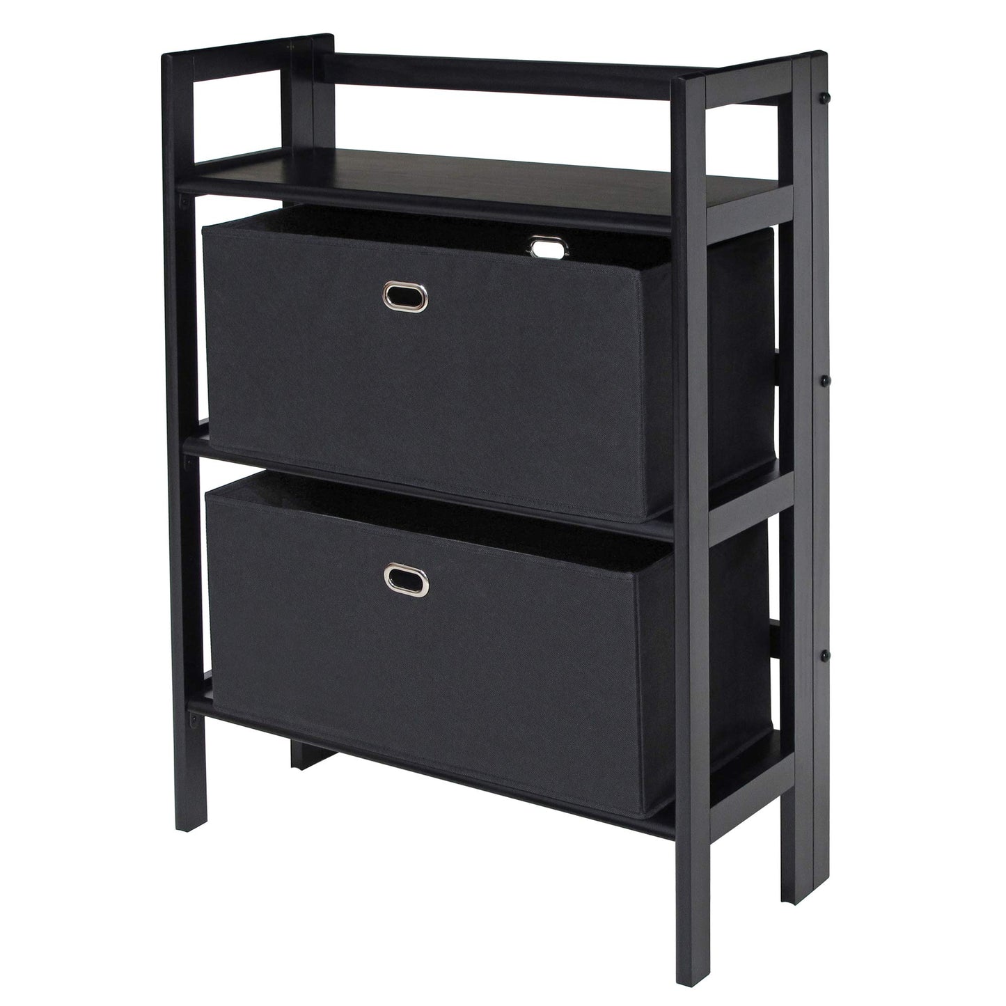 bookcases | Ergode  Wood Torino Folding Storage Shelf | 2 Foldable Baskets | Versatile & Convenient | Durable Solid Wood | Stylish Black Finish | Easy Assembly | 27.8 W x 11.5 D x 38.5 H (Open) | Maximum Stacking Height: 2 Units | casafoyer.myshopify.com
