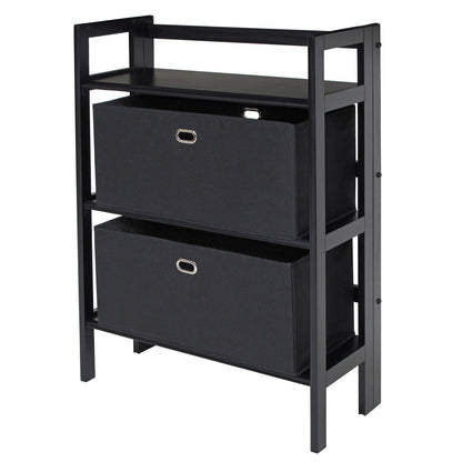 bookcases | Ergode  Wood Torino Folding Storage Shelf | 2 Foldable Baskets | Versatile & Convenient | Durable Solid Wood | Stylish Black Finish | Easy Assembly | 27.8 W x 11.5 D x 38.5 H (Open) | Maximum Stacking Height: 2 Units | casafoyer.myshopify.com