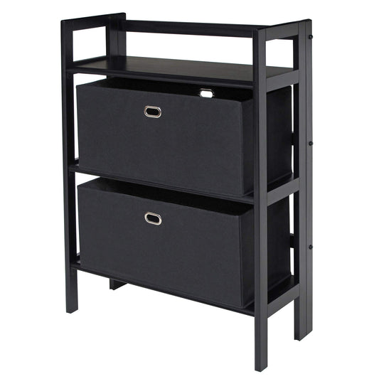 bookcases | Ergode  Wood Torino Folding Storage Shelf | 2 Foldable Baskets | Versatile & Convenient | Durable Solid Wood | Stylish Black Finish | Easy Assembly | 27.8 W x 11.5 D x 38.5 H (Open) | Maximum Stacking Height: 2 Units | casafoyer.myshopify.com