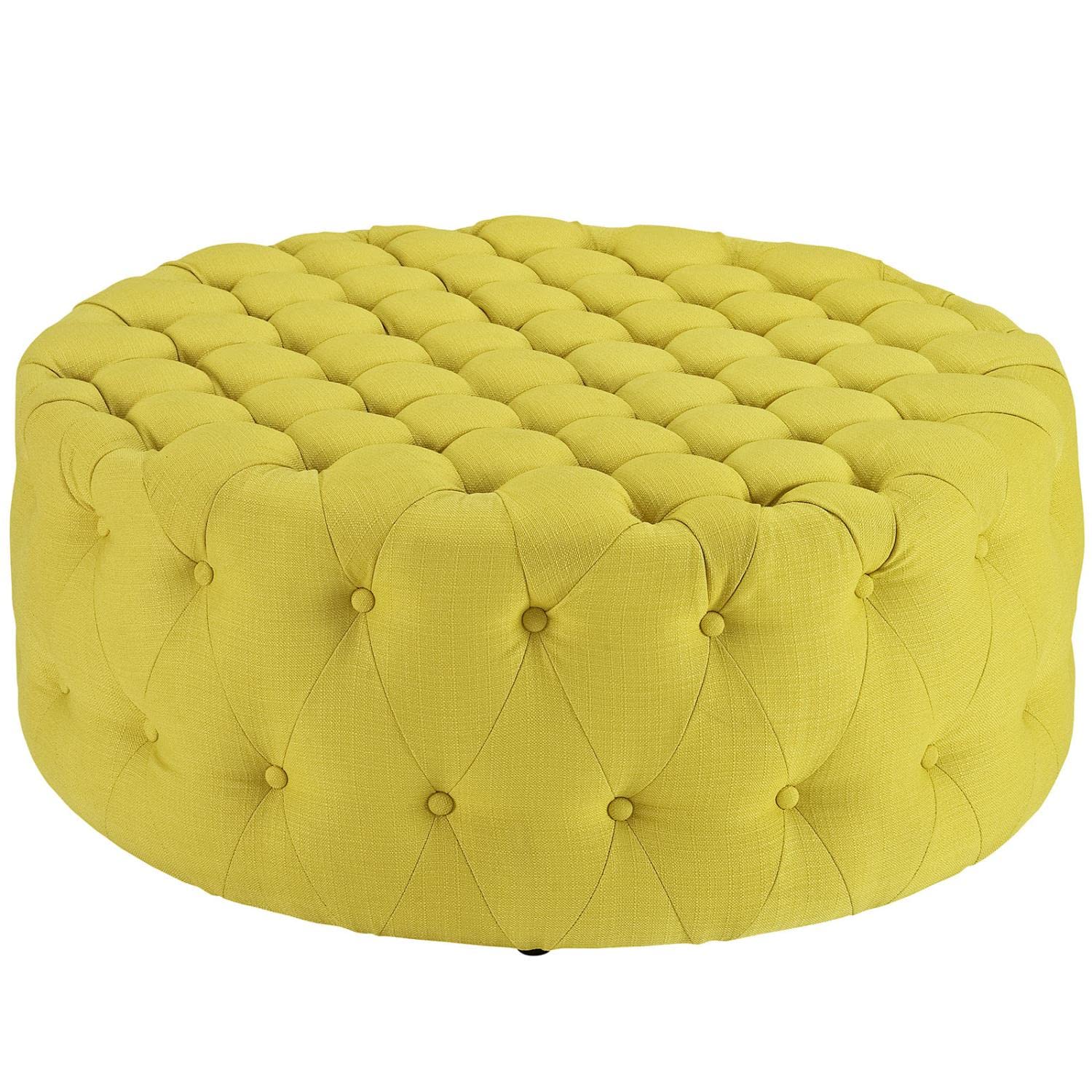 ottomans | CasaFoyer Amour Round Ottoman | Chic & Sophisticated Tufted Design | Comfortable & Durable | Fine Fabric Upholstery | Non-Marking Legs | Elevate Your Interior Design | casafoyer.myshopify.com