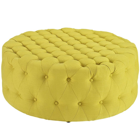 ottomans | CasaFoyer Amour Round Ottoman | Chic & Sophisticated Tufted Design | Comfortable & Durable | Fine Fabric Upholstery | Non-Marking Legs | Elevate Your Interior Design | casafoyer.myshopify.com