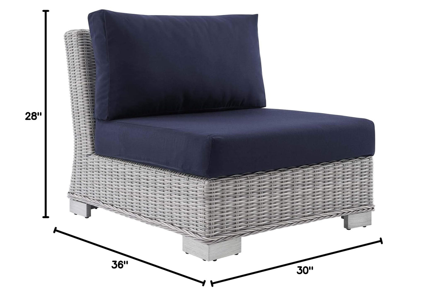 patio bistro sets | CasaFoyer Conway Outdoor Patio Wicker Rattan Armless Chair | Light Gray | UV-Resistant | Aluminum Frame | Sunbrella Cushions | 300 lb Weight Capacity | casafoyer.myshopify.com