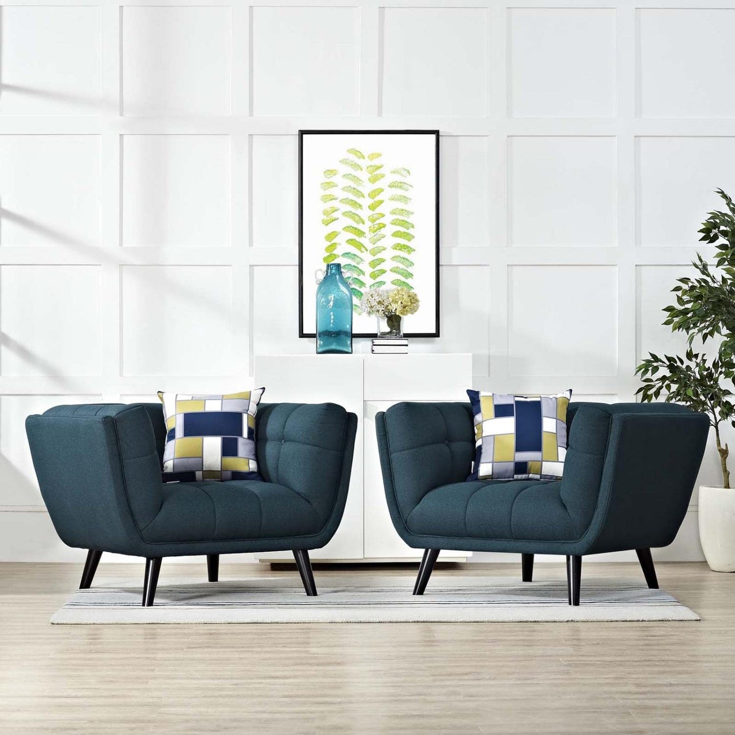 kitchen and dining room sets | CasaFoyer Bestow Collection | Wide Profile Armchairs | Polyester Fabric Upholstery | Set of 2 | Blue | casafoyer.myshopify.com