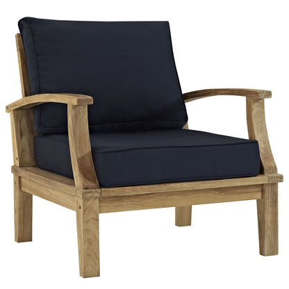 Patio Furniture Sets | Solid Teak Wood Outdoor Set | Marina Collection: Durable, All-Weather Cushions, Modern Design | Includes Side Table & Armchairs | casafoyer.myshopify.com