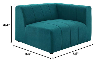 sofas | CasaFoyer Bartlett Upholstered Fabric 4-Piece Sectional Sofa | Retro Modern Design | Dense Foam Padding | Solid Wood Frame | Teal | casafoyer.myshopify.com