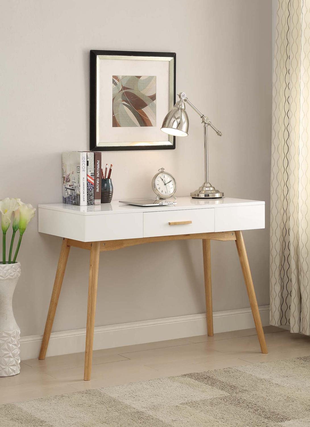 Desk | Ergode Oslo 1 Drawer Desk | Mid-Century Design | Spacious Table Top | Concealed Storage | Easy Assembly | Multiple Finishes | casafoyer.myshopify.com