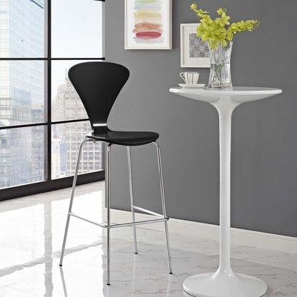 barstools | CasaFoyer Passage Bar Stool | Mid-Century Style | Lacquered Plywood | Chrome Base | V-Shaped Back | Waterfall Seat | Non-Marking Foot Caps | casafoyer.myshopify.com