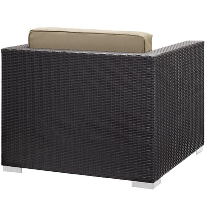 Patio Furniture Sets | Convene Outdoor Sectional Set | Synthetic Rattan | Aluminum Frame | All-Weather Cushions | Patio Lounge Armchair, Ottoman, Side Table | casafoyer.myshopify.com
