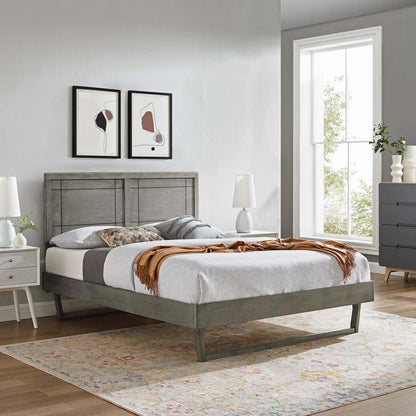 Bed | CasaFoyer Marlee Wood King Platform Bed | Modern Retro Design | Durable Construction | No Box Spring Needed | Gray | casafoyer.myshopify.com