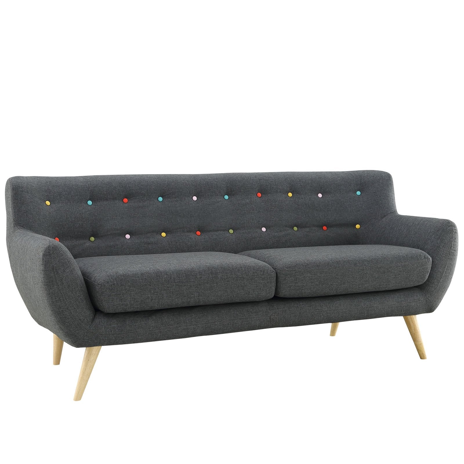 Sofa & chair Sets | Remark Living Room Set | Exquisite & Comfortable | Plush Dual Cushion Design | Organic Shape | Solid Wood Dowel Legs | Polyester Upholstery | Mid-Century Inspired | Gray | Loveseat & Sofa | casafoyer.myshopify.com
