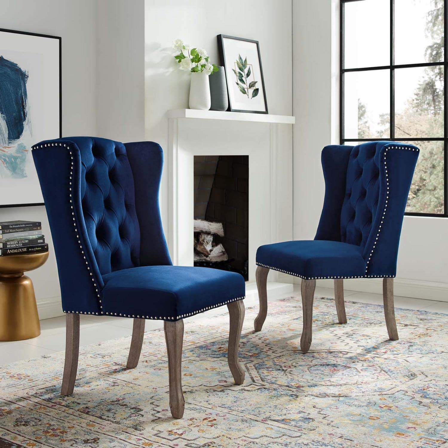 home office desk chairs | CasaFoyer Apprise Performance Velvet Dining Side Chair Set of 2 | French-Inspired Elegance | Vintage Allure | Tufted Design | Nailhead Trim | Weathered Wood Legs | Stain-Resistant Upholstery | Comfortable & Durable | casafoyer.myshopify.com