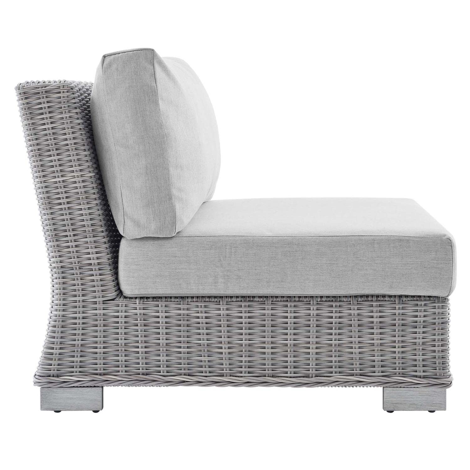 patio bistro sets | CasaFoyer Conway Outdoor Patio Wicker Rattan Armless Chair | Light Gray | UV-Resistant | Sturdy Frame | Water-Resistant Cushions | Trending Design | casafoyer.myshopify.com