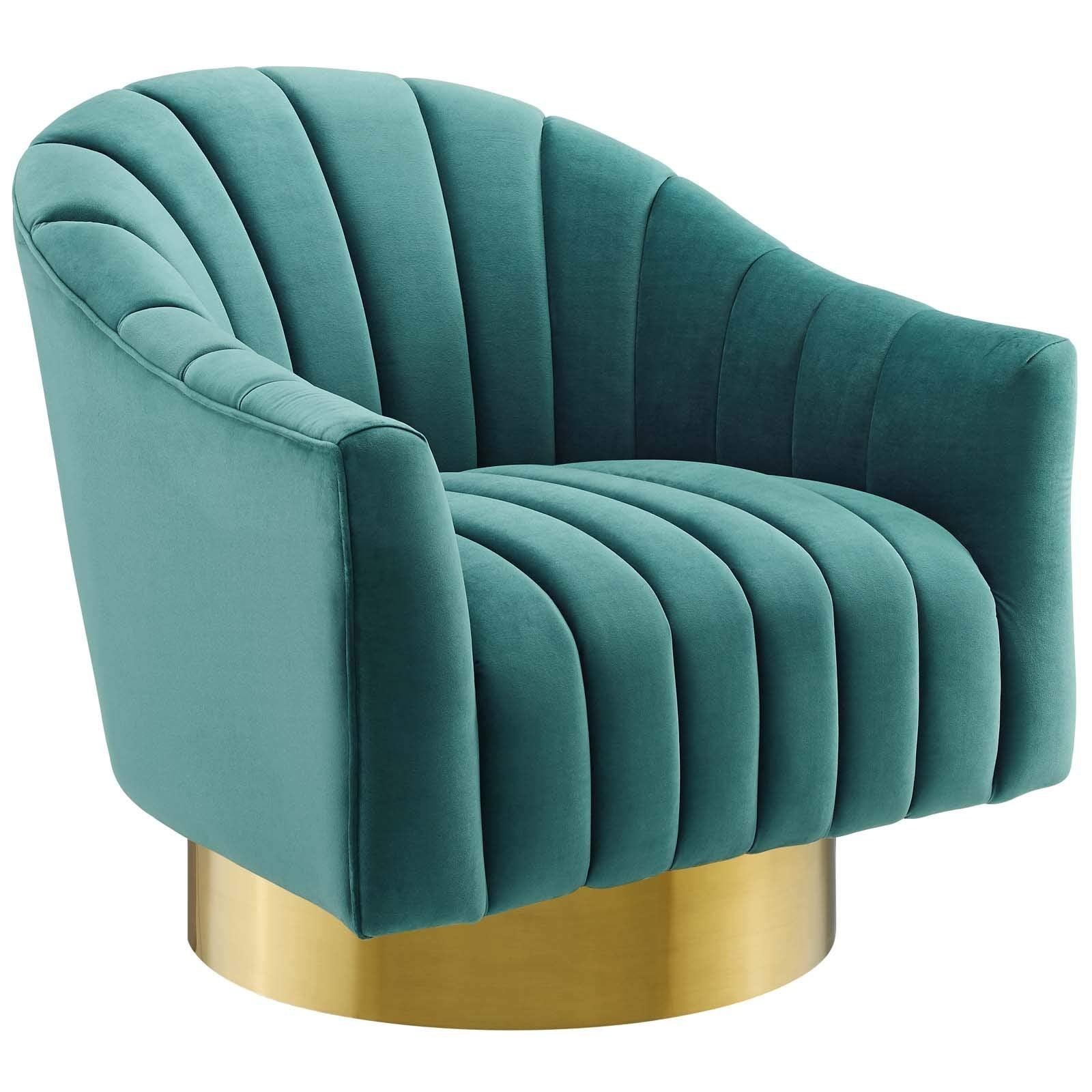home office desk chairs | CasaFoyer Buoyant Vertical Channel Tufted Accent Lounge Swivel Chair | Ultimate Comfort & Style | Vintage Look | Stain-Resistant Velvet | Plush Seating | Gold Stainless Steel Base | casafoyer.myshopify.com