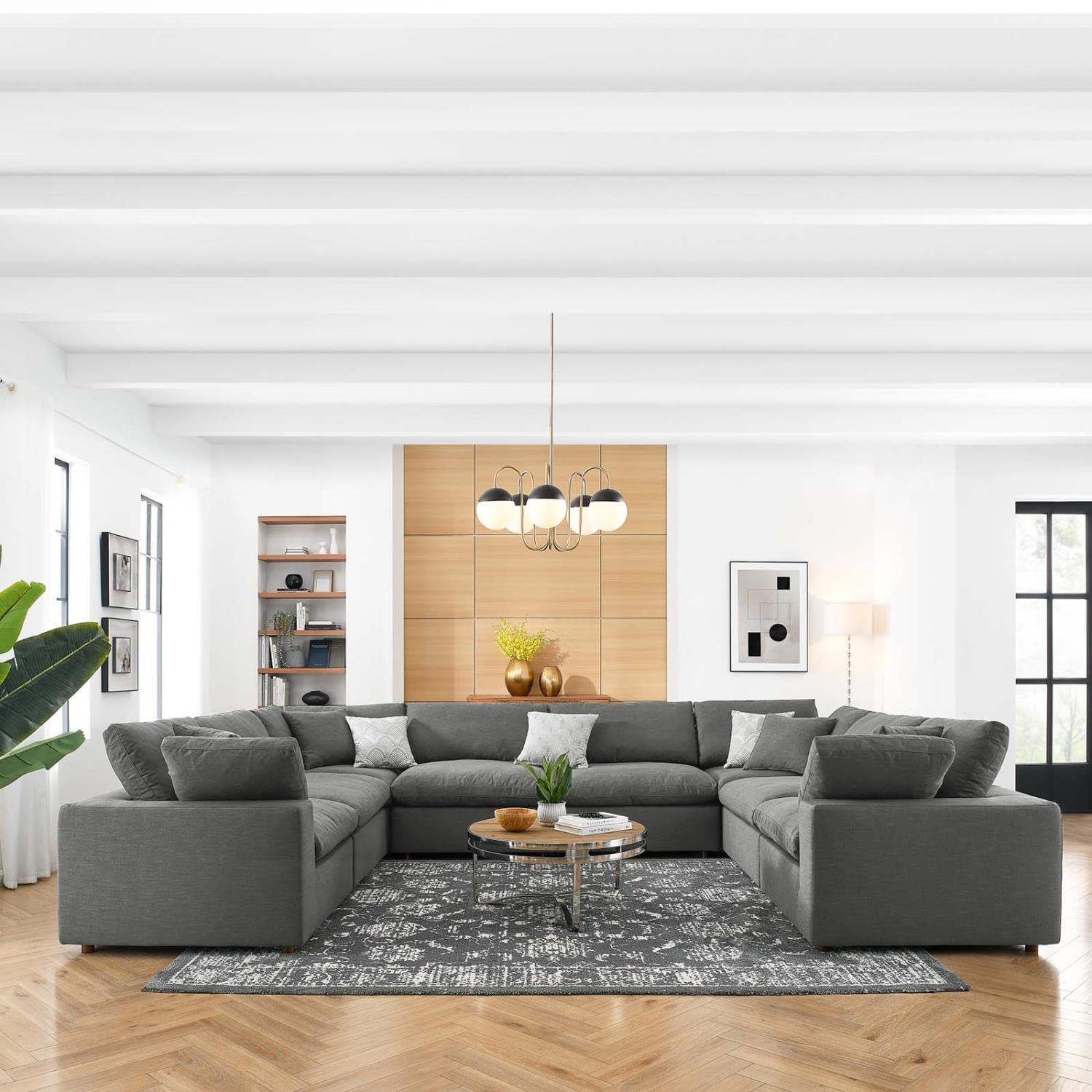 kitchen and dining room sets | CasaFoyer Commix Plush Comfort Sectional Sofa Set | Gray | 8 Piece | Polyester & Linen Upholstery | Solid Wood Construction | Cotton & Down Cushions | Ideal for Living Room, Family Room, or Game Room | casafoyer.myshopify.com