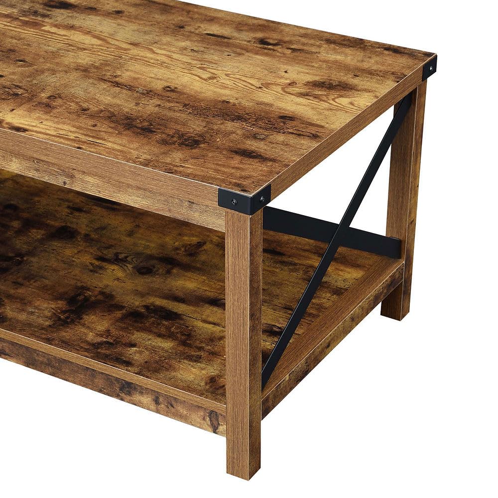 TABLE | Durango Coffee Table with Shelf | Industrial Farmhouse Style | Durable Particleboard & Metal Construction | Ample Surface Area & Storage Space | Ergode Durango Collection | casafoyer.myshopify.com
