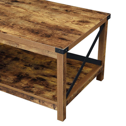 TABLE | Durango Coffee Table with Shelf | Industrial Farmhouse Style | Durable Particleboard & Metal Construction | Ample Surface Area & Storage Space | Ergode Durango Collection | casafoyer.myshopify.com