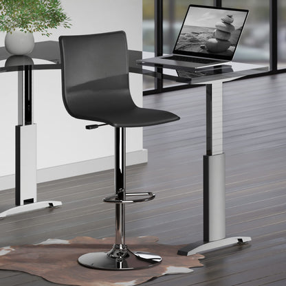 STOOL_SEATING | CasaFoyer  Wood High Back Airlift Adjustable Swivel Stool | Sleek Black Faux Leather Seat | 360 Swivel | Adjustable Height | Footrest | Durable Base | Easy Assembly | Replacement Parts | 16.34 W x 20 D x 45.08 H | 16.7 lbs | casafoyer.myshopify.com