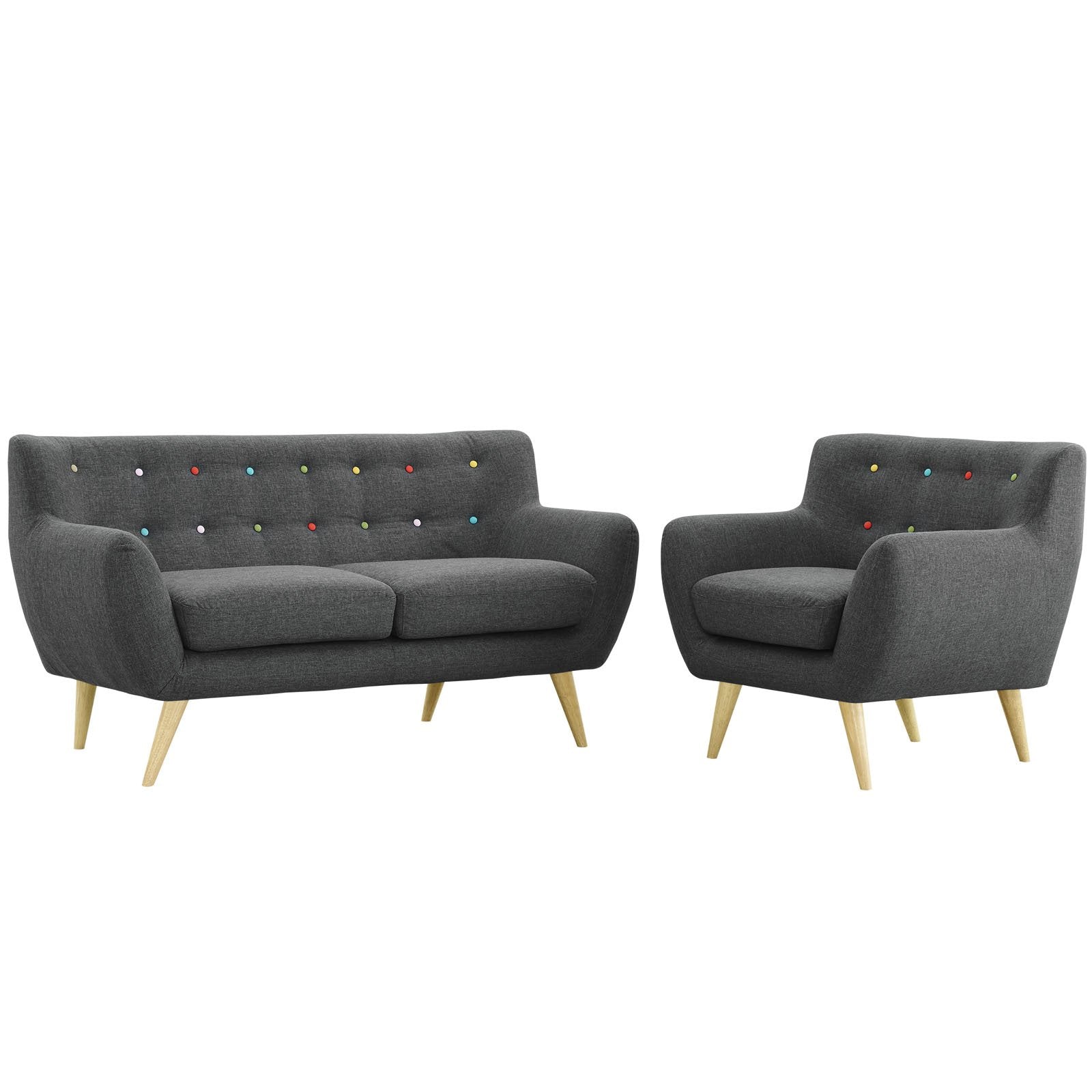 Sofa & chair Sets | Remark Living Room Set | Plush Cushions | Organic Silhouette | Mid-Century Modern Style | Includes Armchair & Loveseat | Gray | casafoyer.myshopify.com
