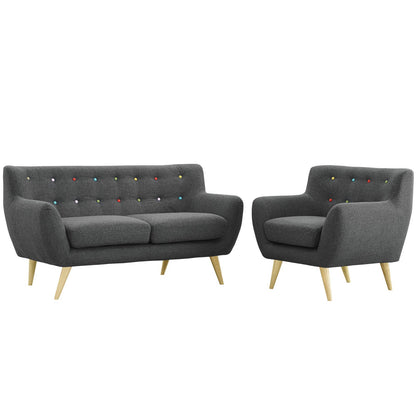 Sofa & chair Sets | Remark Living Room Set | Plush Cushions | Organic Silhouette | Mid-Century Modern Style | Includes Armchair & Loveseat | Gray | casafoyer.myshopify.com