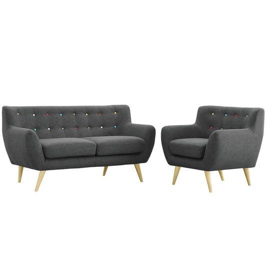 Sofa & chair Sets | Remark Living Room Set | Plush Cushions | Organic Silhouette | Mid-Century Modern Style | Includes Armchair & Loveseat | Gray | casafoyer.myshopify.com