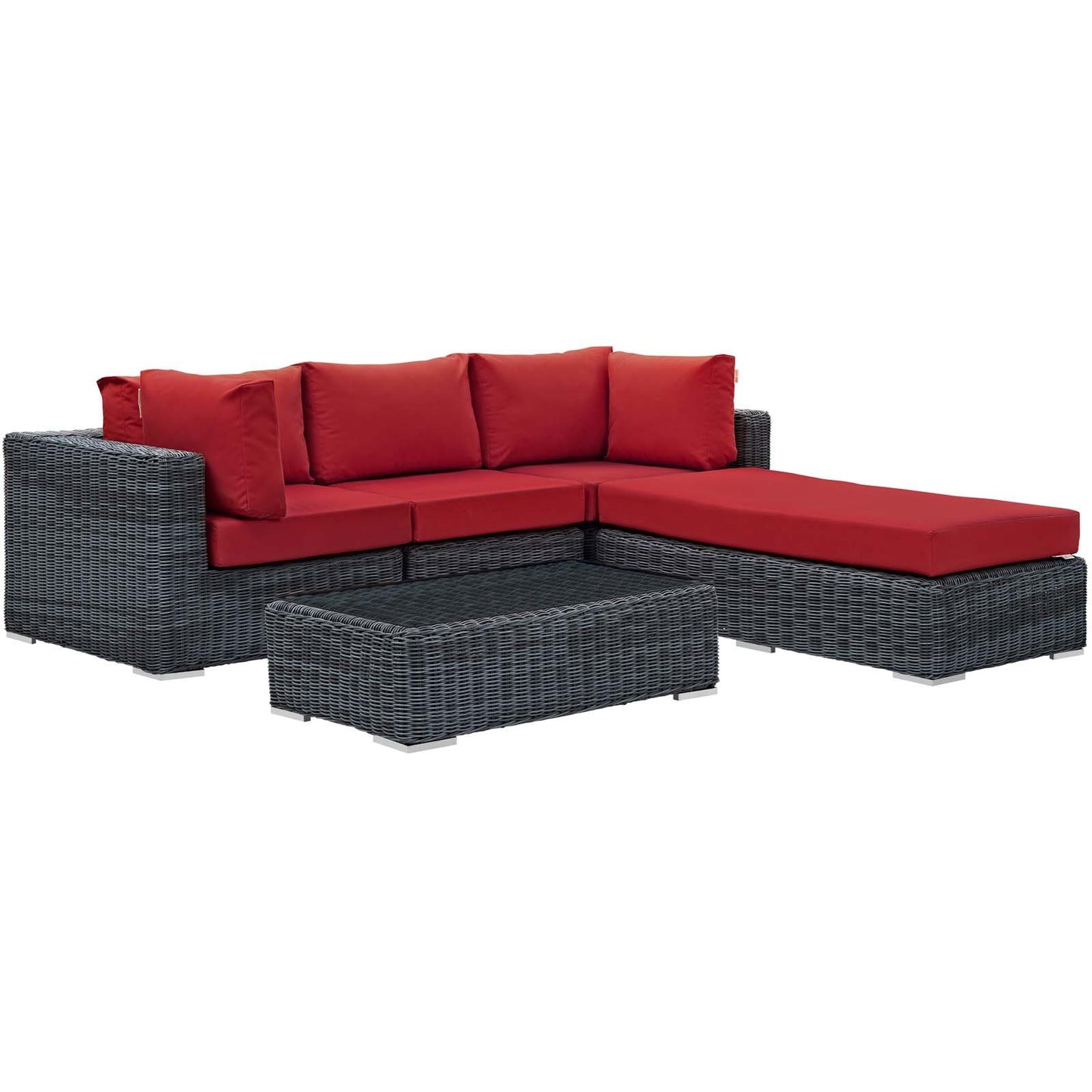 kitchen and dining room sets | CasaFoyer Summon Outdoor Patio Sectional Sofa Set | Two-Tone Rattan | Sunbrella Cushions | Aluminum Frame | Includes Armless Chair, Coffee Table, Ottoman, Corners | casafoyer.myshopify.com