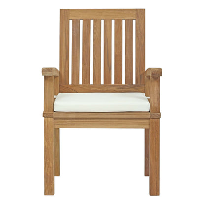 patio bistro sets | CasaFoyer Marina Teak Wood Outdoor Patio Dining Arm Chair | Luxury, Comfortable Seating | Durable Construction | All-Weather Cushions | Natural White | casafoyer.myshopify.com
