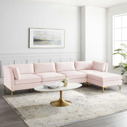 kitchen and dining room sets | CasaFoyer Ardent Performance Velvet 5-Piece Sectional Sofa | Vintage Modern Glam Deco Style | Stain-Resistant Velvet | Comfortable Foam Padding | Gold Metal Legs | 440 lbs Weight Capacity | casafoyer.myshopify.com