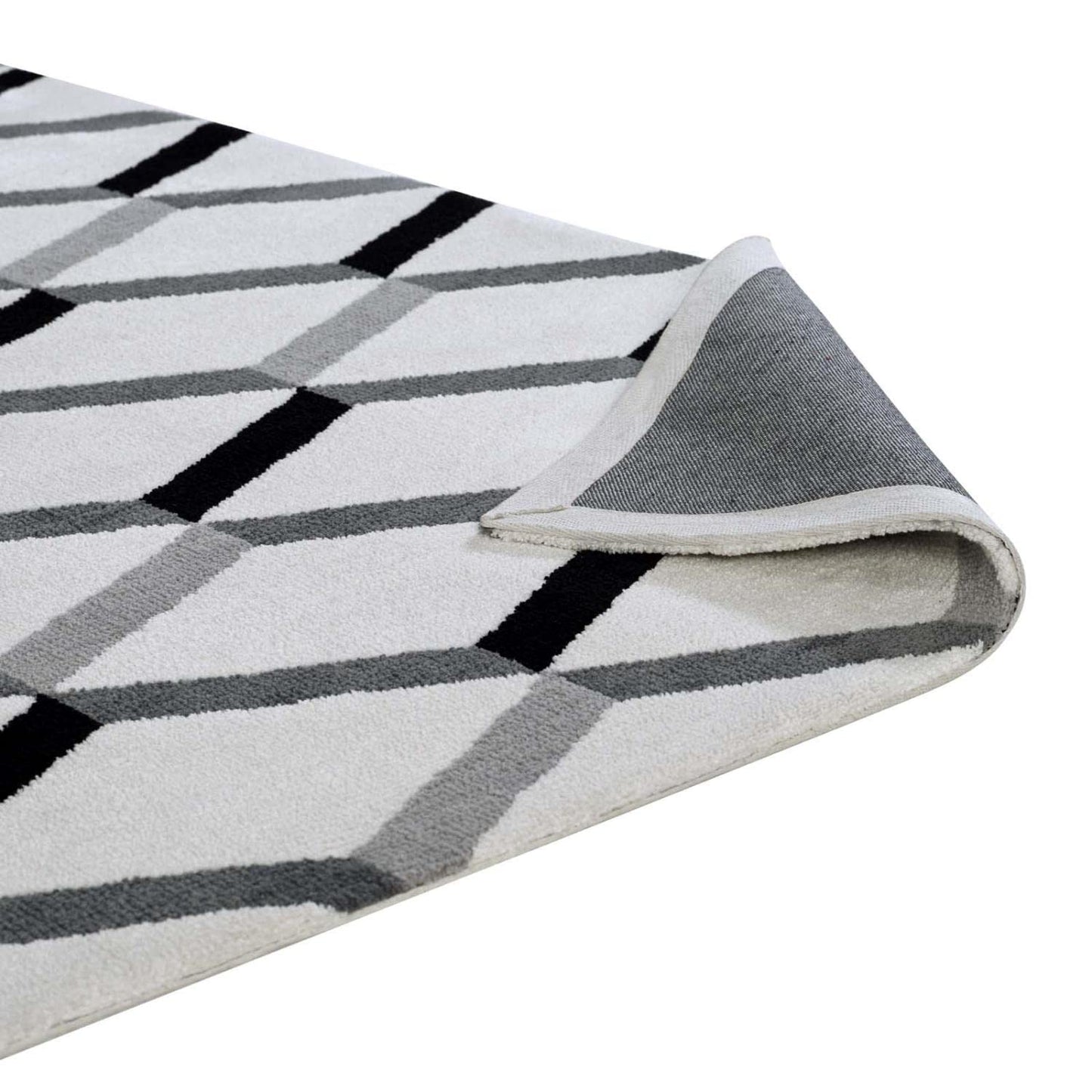 area rugs | CasaFoyer Sigrun Geometric Chevron Area Rug | Modern Design | Soft Polyester Microfiber | Jute Bottom | High-Density Weave | Non-Shedding | Stain-Resistant | Easy to Maintain | 5x8 | Black and White | casafoyer.myshopify.com