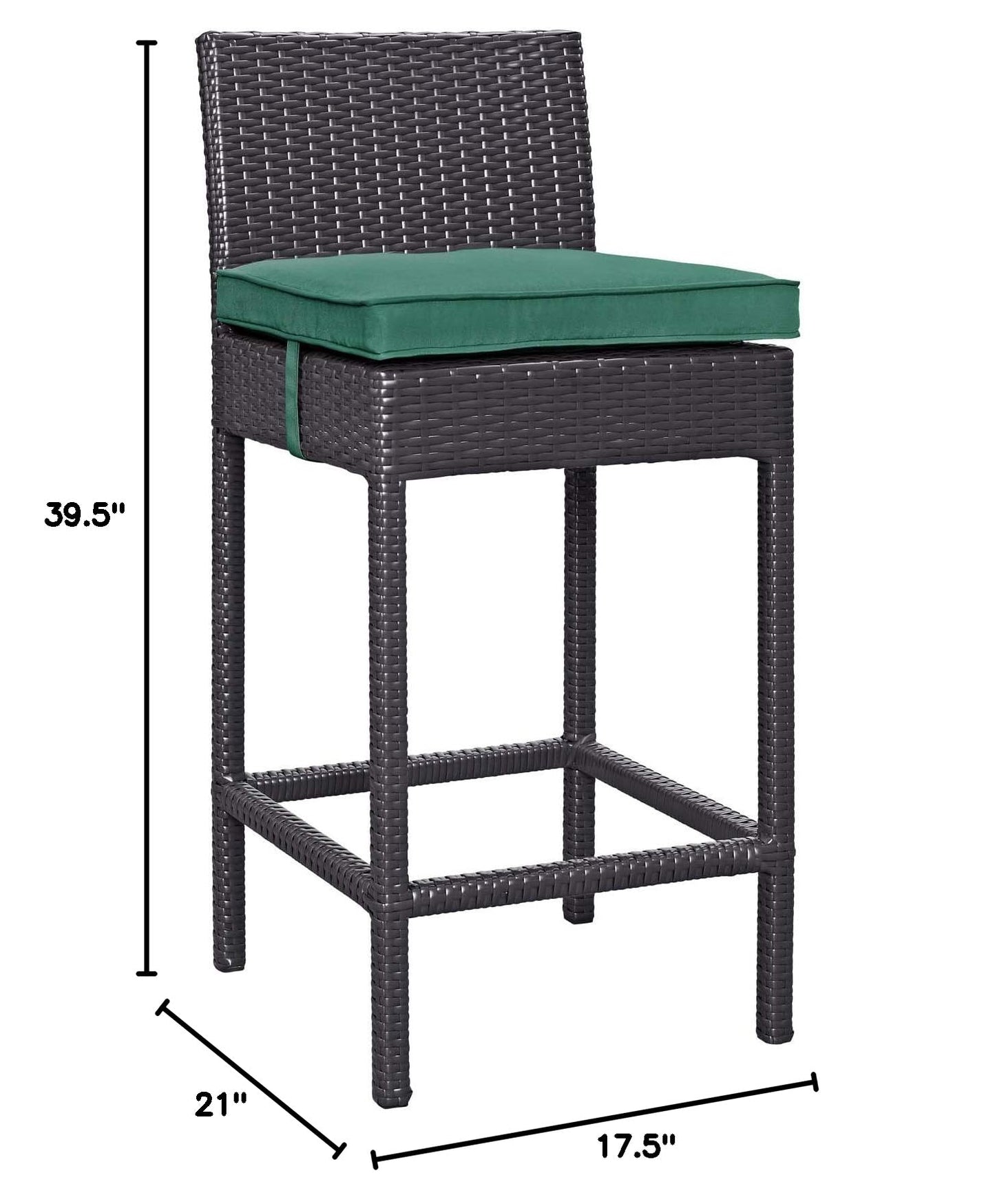 STOOL_SEATING | Convene Outdoor Bar Stool | Durable Rattan Weave | Weather-Resistant Cushions | Espresso Green | casafoyer.myshopify.com
