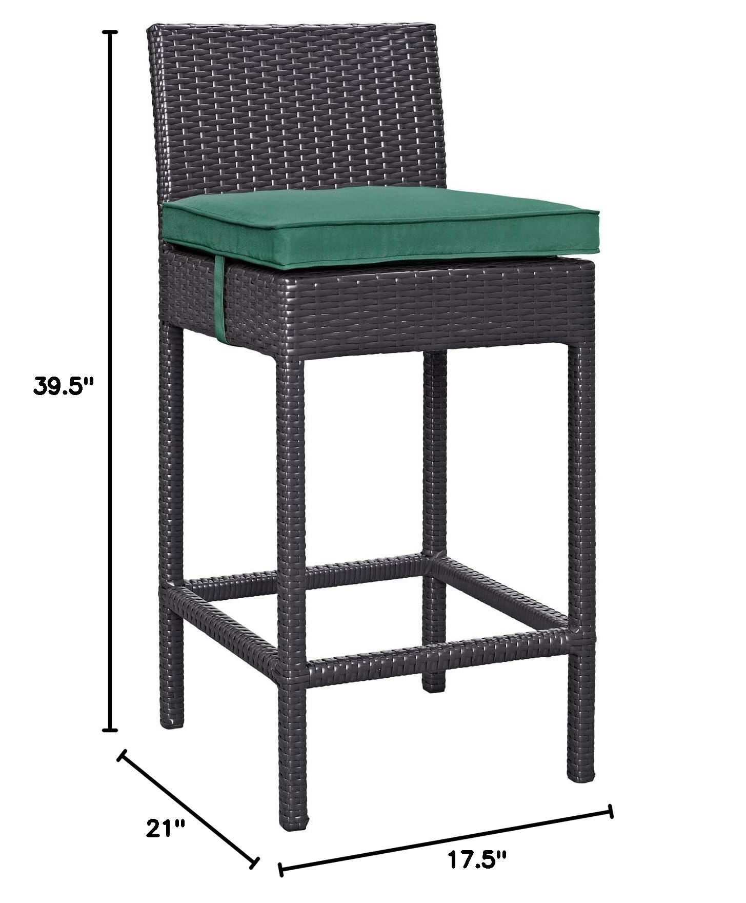STOOL_SEATING | Convene Outdoor Bar Stool | Durable Rattan Weave | Weather-Resistant Cushions | Espresso Green | casafoyer.myshopify.com