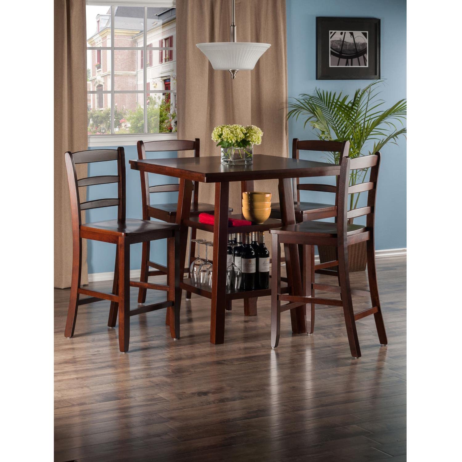 childrens table and chair sets | CasaFoyer Orlando High Table & Ladder Back Stool Set | Solid Wood | Antique Design | Ample Storage | Comfortable Seating | Versatile | Easy Assembly | casafoyer.myshopify.com