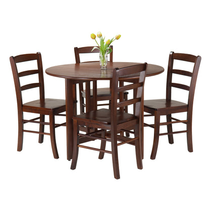 childrens table and chair sets | CasaFoyer Alamo Round Drop Leaf Table Set | 42 Diameter | 4 Chairs | Solid Wood | Walnut Finish | Perfect for Small Spaces | Easy Assembly | casafoyer.myshopify.com