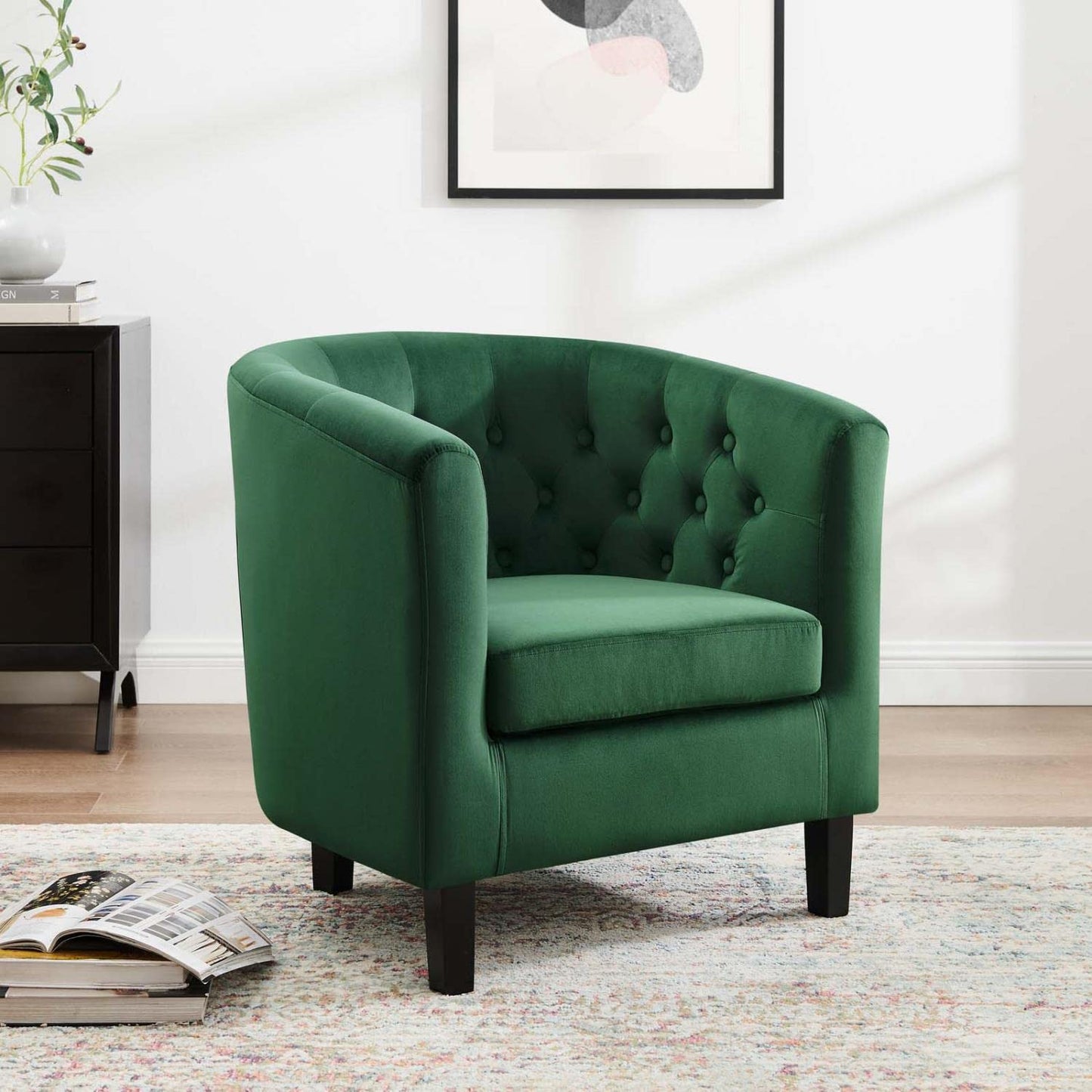 home office desk chairs | CasaFoyer Prospect Armchair | Timeless Luxury & Modern Appeal | Chesterfield Design | Button Tufted | Elegant Curves | Espresso Stained Legs | Comfortable Foam Padding | Stain-Resistant Velvet Upholstery | Emerald Velvet | Set of 1 | casafoyer.myshopify.com