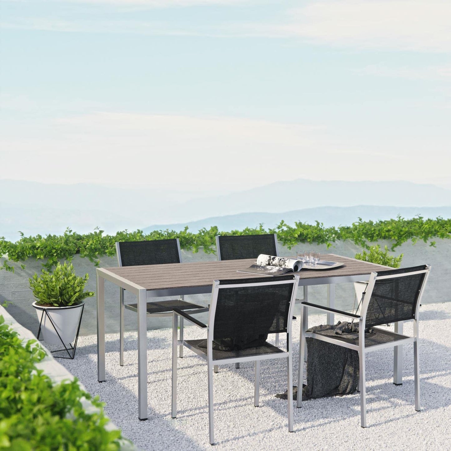 kitchen and dining room sets | CasaFoyer Shore Outdoor Patio Dining Furniture Set | Sturdy Aluminum Frame | Minimalist Design | 5 Piece Set | casafoyer.myshopify.com