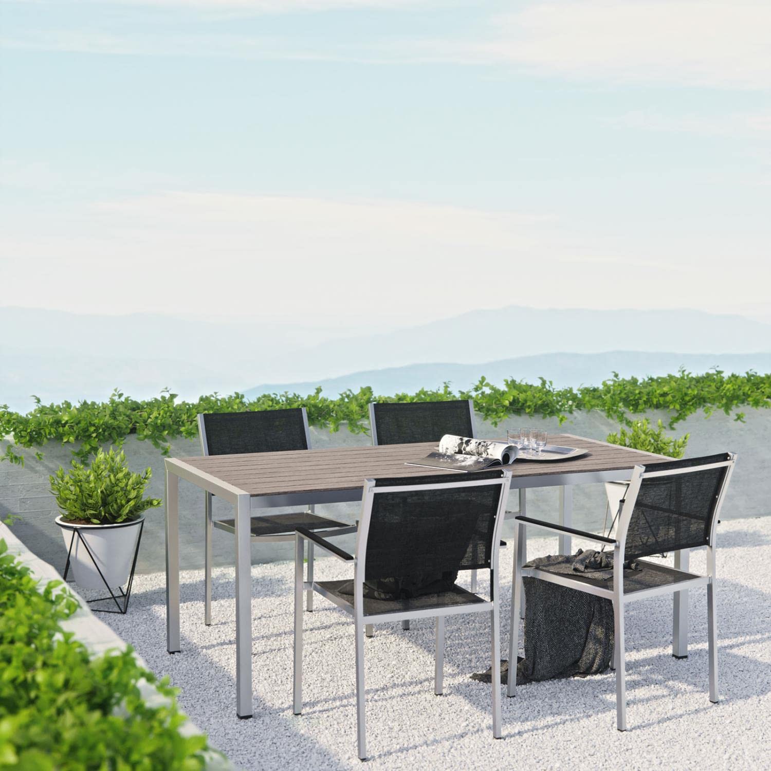 kitchen and dining room sets | CasaFoyer Shore Outdoor Patio Dining Furniture Set | Sturdy Aluminum Frame | Minimalist Design | 5 Piece Set | casafoyer.myshopify.com