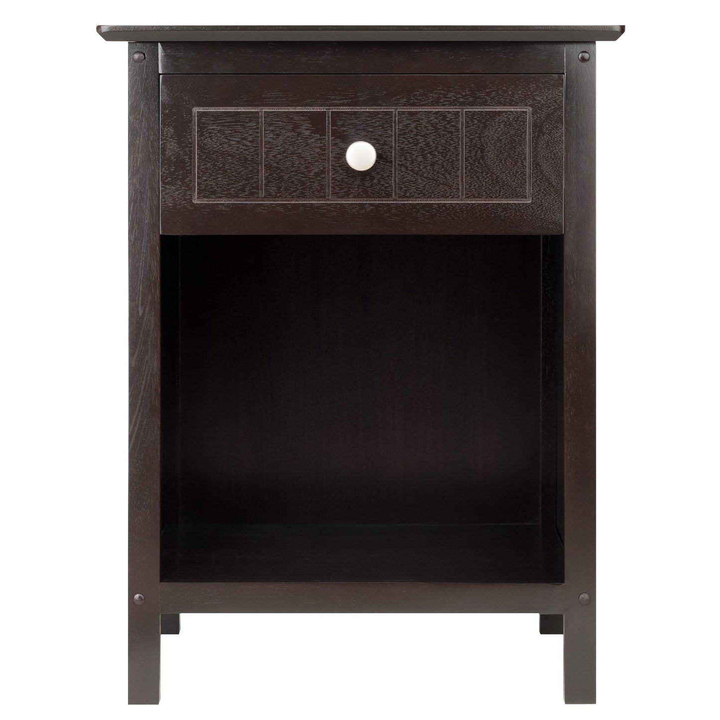 TABLE | Ergode  Wood Blair Accent Table | Versatile End Table, Nightstand, Printer Stand | Ample Storage | Solid & Composite Wood | Dark Coffee Finish | Compact Size | Easy Assembly | 18.9W x 14.9D x 25H | casafoyer.myshopify.com