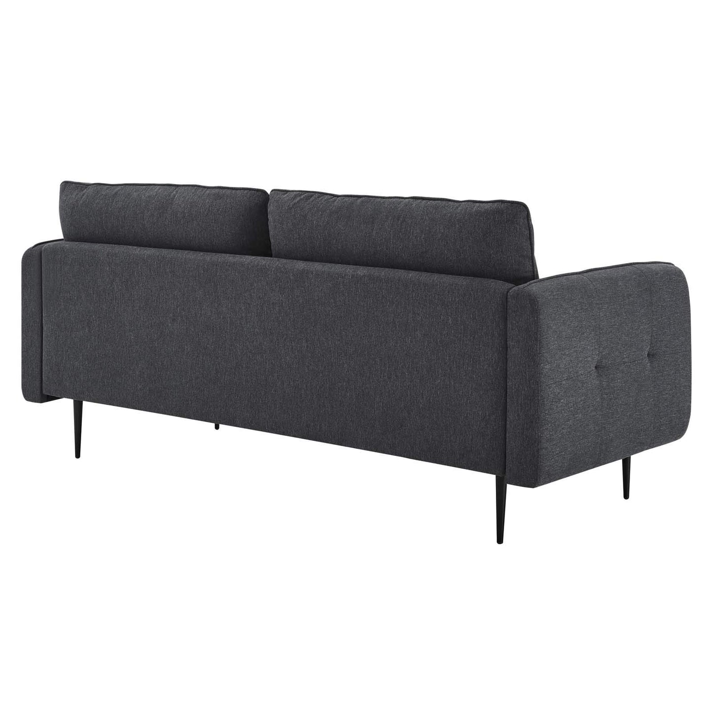 sofas | CasaFoyer Cameron Tufted Fabric Sofa | Contemporary Mid-Century Style | Soft Polyester Upholstery | Dense Foam Padding | Solid Wood Frame | Easy Assembly | Charcoal | casafoyer.myshopify.com