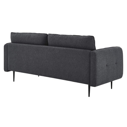 sofas | CasaFoyer Cameron Tufted Fabric Sofa | Contemporary Mid-Century Style | Soft Polyester Upholstery | Dense Foam Padding | Solid Wood Frame | Easy Assembly | Charcoal | casafoyer.myshopify.com