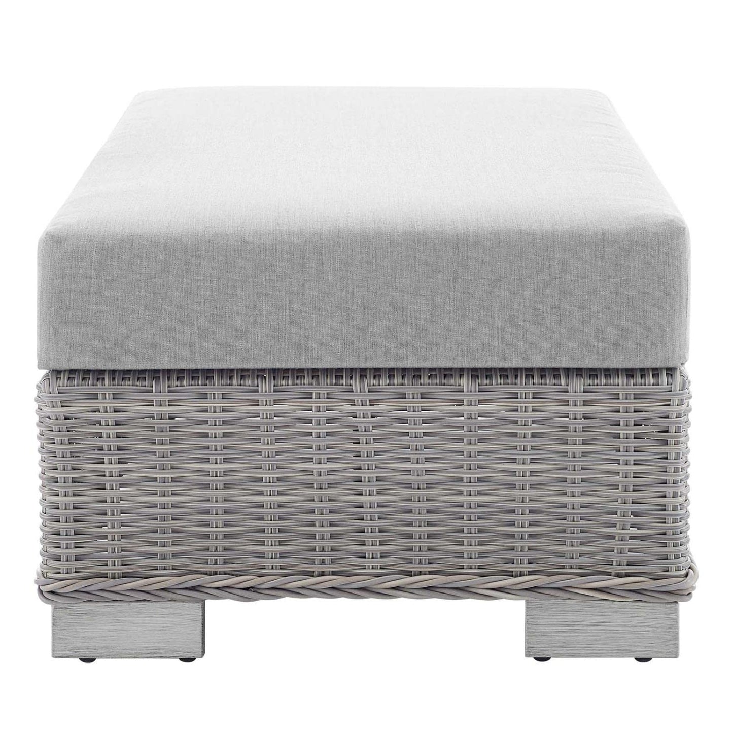 ottomans | CasaFoyer Conway Outdoor Patio Wicker Rattan Ottoman | Light Gray | UV-Resistant | Sturdy Frame | Water-Resistant Cushion | Trendy Design | Easy Assembly | casafoyer.myshopify.com