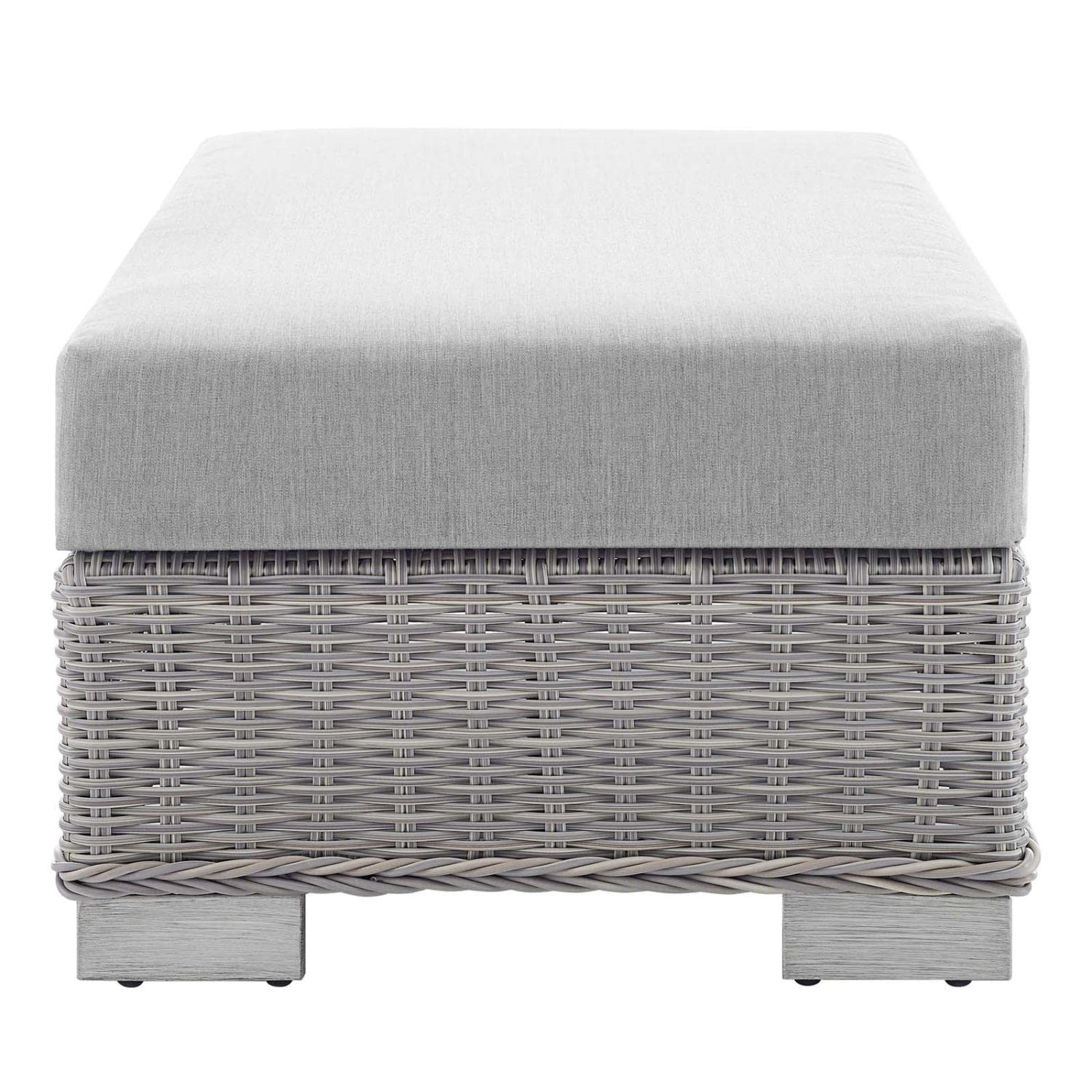 ottomans | CasaFoyer Conway Outdoor Patio Wicker Rattan Ottoman | Light Gray | UV-Resistant | Sturdy Frame | Water-Resistant Cushion | Trendy Design | Easy Assembly | casafoyer.myshopify.com