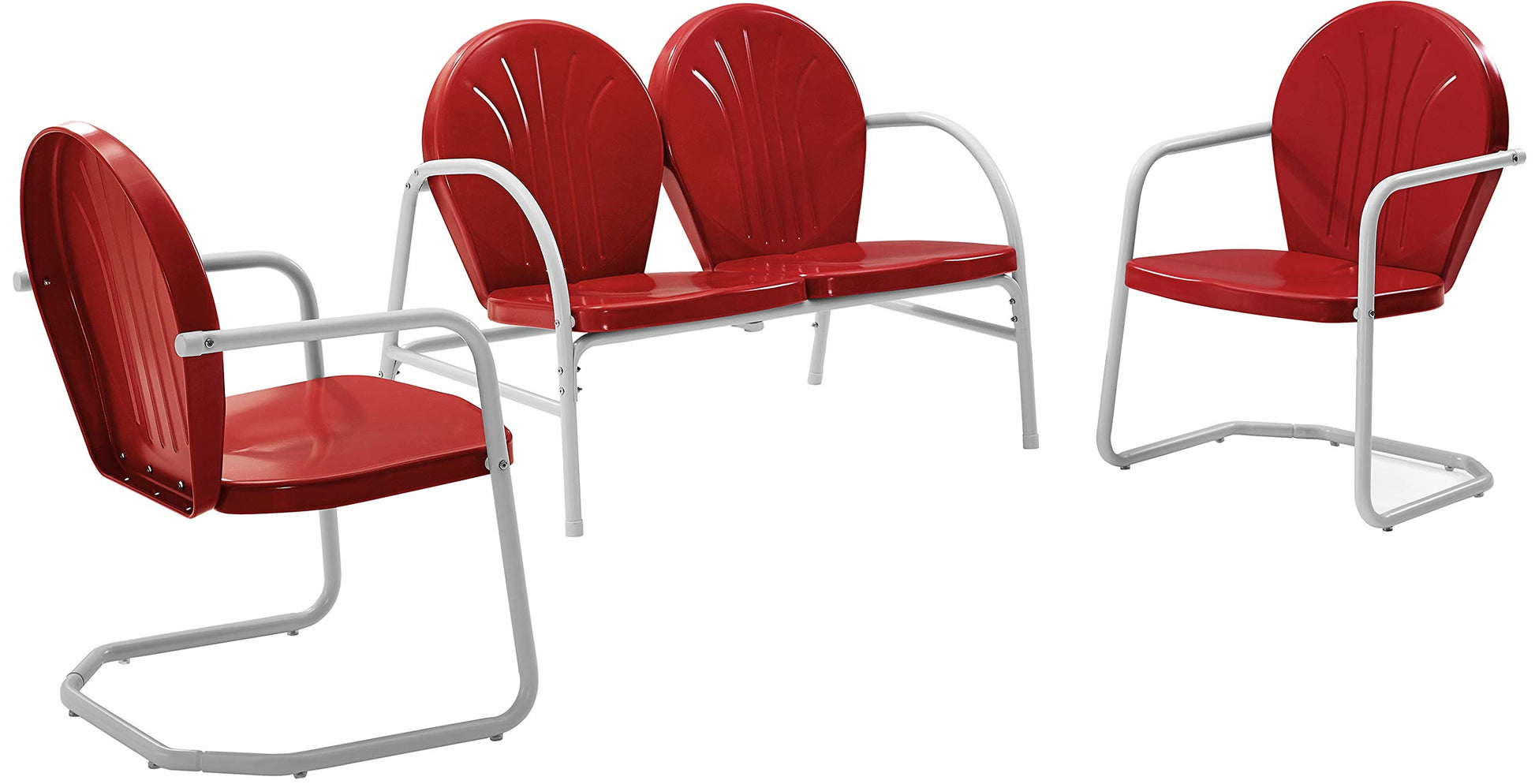 Patio Furniture Sets | Griffith Metal Outdoor Furniture Collection | Ultimate Relaxation Experience | Loveseat & 2 Chairs | Red Finish | Nostalgically Inspired | Durable & Weatherproof | Create Timeless Memories in Style | casafoyer.myshopify.com