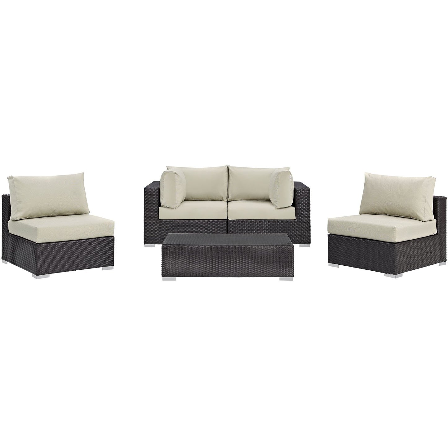 kitchen and dining room sets | CasaFoyer Convene Outdoor Sectional Set | Durable Rattan Weave | Weather-Resistant Cushions | 5 Piece Patio Sofa Set with Coffee Table | Espresso Beige | casafoyer.myshopify.com