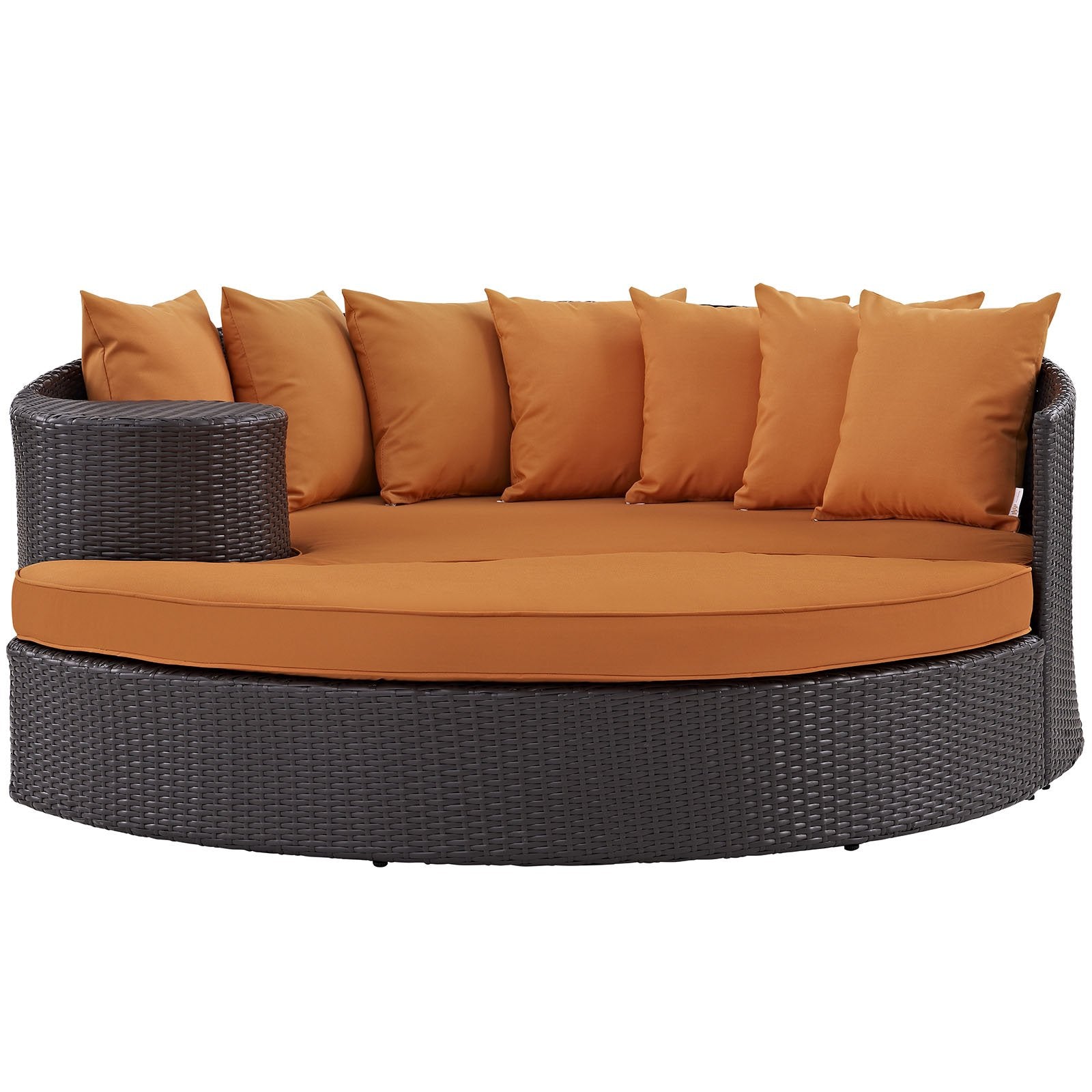 sofas | CasaFoyer Convene Outdoor Sectional | Adjustable Patio Daybed with Ottoman | Durable Rattan & Aluminum Frame | Weather-Resistant Cushions | Espresso Orange | casafoyer.myshopify.com