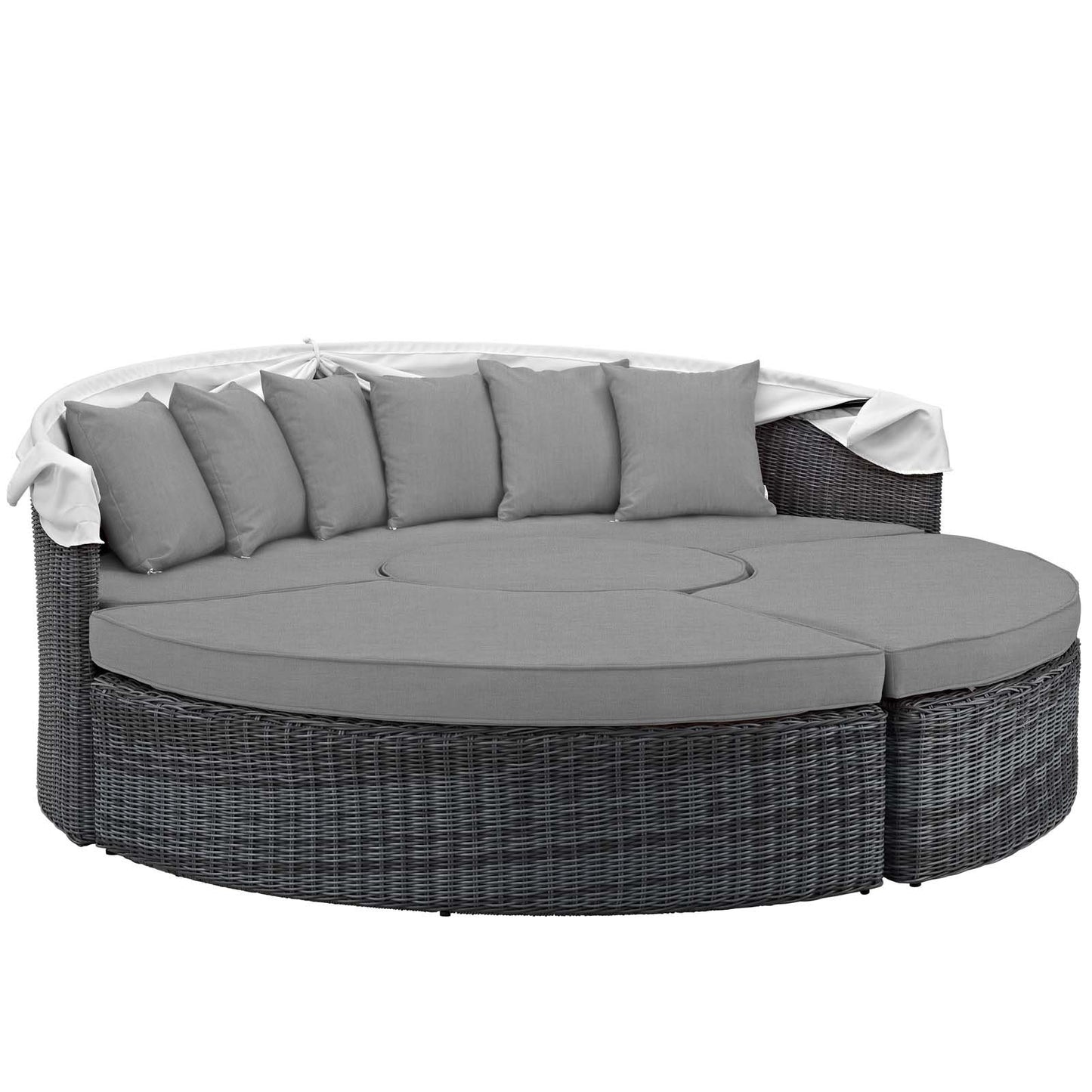 Patio Furniture Sets | Summon Outdoor Patio Sectional Daybed | Retractable Canopy | Comfortable & Durable | Sunbrella Fabric | UV Protection | Elegant Modern Design | Perfect for Patio, Backyard, Poolside | Canvas Gray | casafoyer.myshopify.com