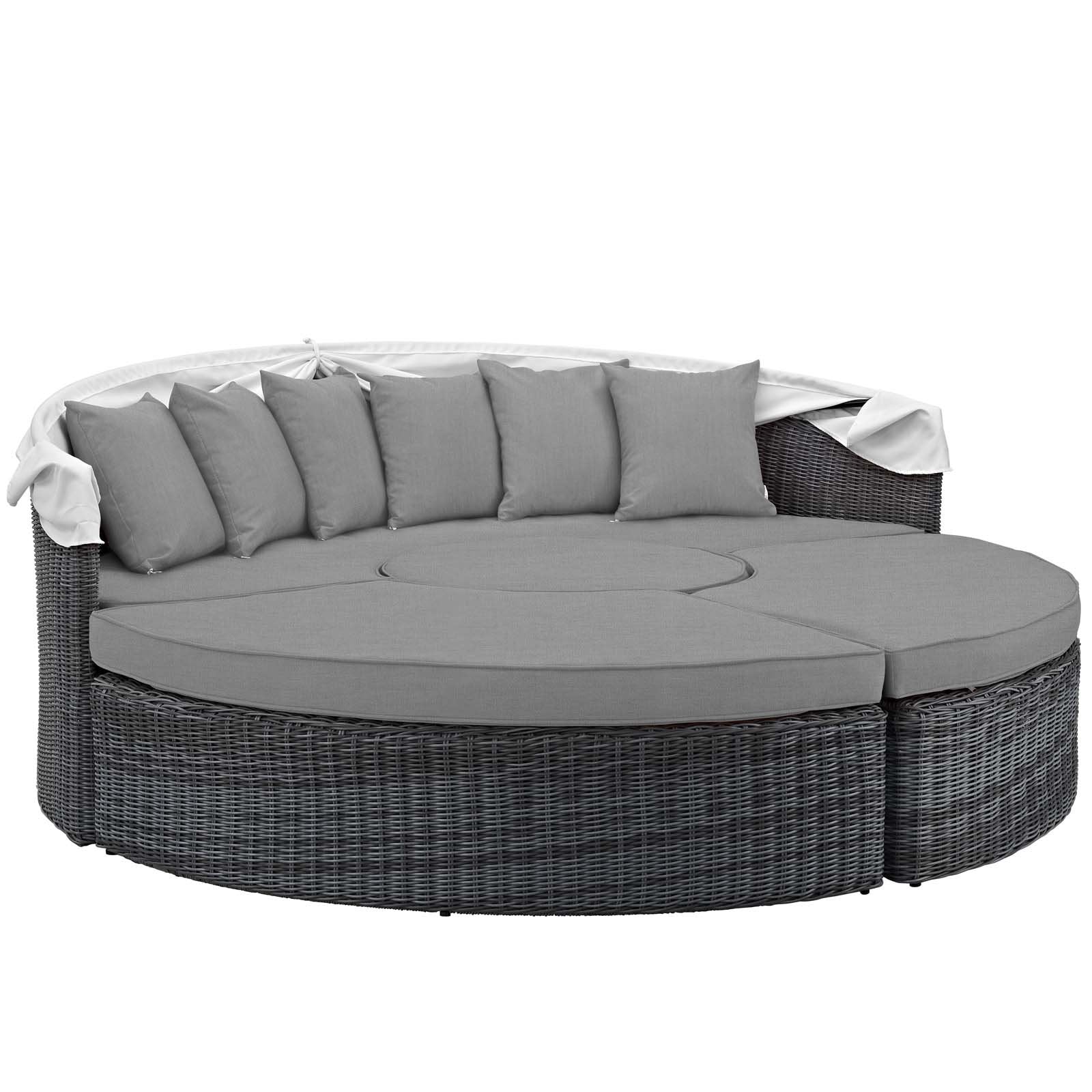 Patio Furniture Sets | Summon Outdoor Patio Sectional Daybed | Retractable Canopy | Comfortable & Durable | Sunbrella Fabric | UV Protection | Elegant Modern Design | Perfect for Patio, Backyard, Poolside | Canvas Gray | casafoyer.myshopify.com