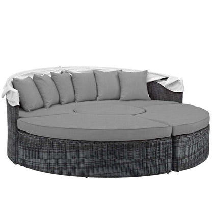 Patio Furniture Sets | Summon Outdoor Patio Sectional Daybed | Retractable Canopy | Comfortable & Durable | Sunbrella Fabric | UV Protection | Elegant Modern Design | Perfect for Patio, Backyard, Poolside | Canvas Gray | casafoyer.myshopify.com